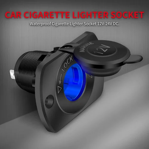 Vista 7 de DaierTek Enchufe de encendedor de cigarrillos de automóvil de 12 V hembra de 12 voltios de repuesto con LED azul impermeable para barco, scooter