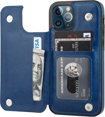 Vista 17 de ONETOP Compatible con iPhone 12 Compatible con iPhone 12 Pro Funda Cartera con Portarjetas, Funda de Cuero PU con Soporte y Ranuras para Tarjetas