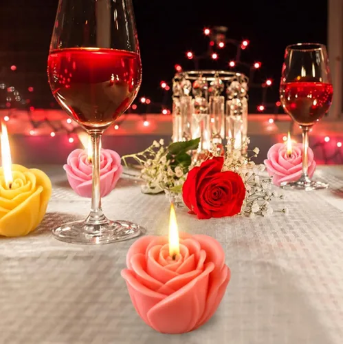 Vista 7 de 4 moldes de velas de flores de rosas, moldes de silicona para hacer velas, molde decorativo en forma de flores 3D para fondant jabón, pastel