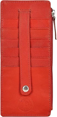 Vista 10 de Leatherboss - Funda para tarjetas todo en uno, cartera delgada con correa de protección para tarjetas, Beige, Cartera con tarjetero
