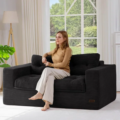 Vista 24 de MAXYOYO Sofá sin hueso, sofá de nube en forma de L de 96 pulgadas con Gris oscuro