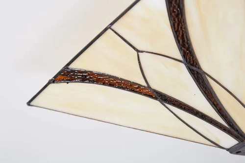 Vista 4 de DIRYZON EUL Lámpara de techo semiempotrada estilo Tiffany de misión, diseño antiguo de latón con pantalla de vidrio artístico multicolor, 3 luces
