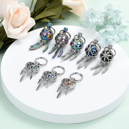 Vista 6 de shajwo Joyería de cremación atrapasueños urna llavero para cenizas para mujeres y hombres Memorial Angel Wing Human Pet Ashes Pendant