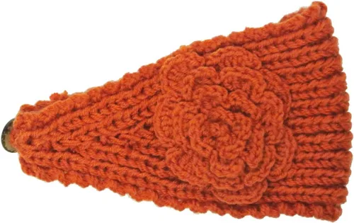 Vista 2 de Wrapables Diadema tejida a mano con diseño floral, color naranja