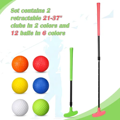 Vista 2 de Leyndo Paquete de 2 putters de golf para hombres y mujeres con 12 pelotas de golf bidireccionales ajustables para diestros o zurdos, juego de club