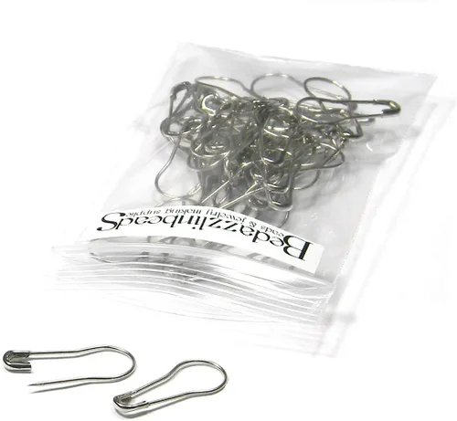 Vista 2 de 50 pinzas de seguridad en forma de bombilla fáciles de usar para broches o collares (bronce antiguo)