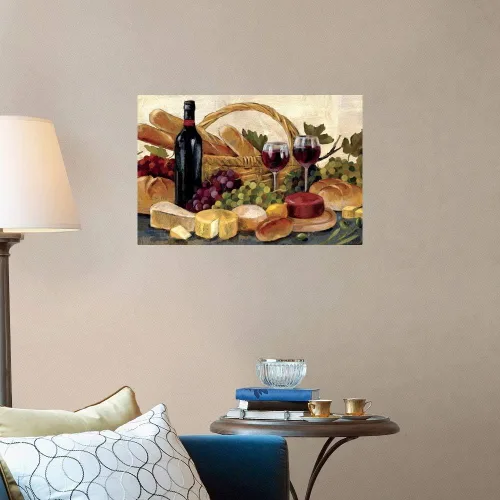 Vista 3 de GREATBIGCANVAS Vino toscano de noche con estampado sin marco, arte de decoración del hogar, 30 x 20 pulgadas
