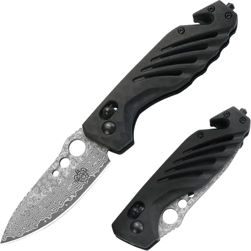 Vista 6 de Cuchillo plegable de bolsillo de Damasco para hombre, AXIS Lock