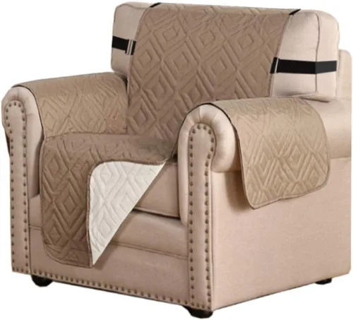 Vista 20 de H.VERSAILTEX Funda reversible para silla, protector de muebles antideslizante, resistente al agua, con correas elásticas de 2 pulgadas