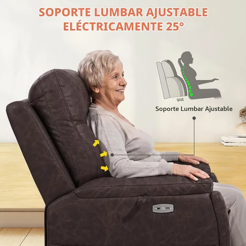 Vista 6 de EONIX Silla reclinable grande de triple motor con calor y masaje Marrón oscuro