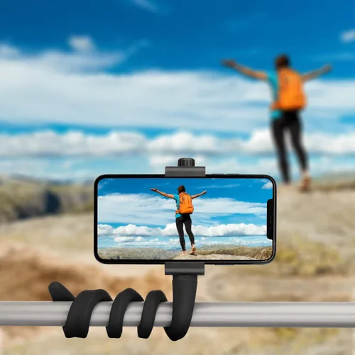 Vista 9 de iTODOS Soporte flexible portátil para teléfono celular para cinta de correr, bicicleta giratoria, cochecito, carrito de compras, cama, automóvil
