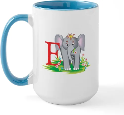 Vista 13 de CafePress Blue Elephant - Taza de café de cerámica de 15 oz (15.0 fl oz)