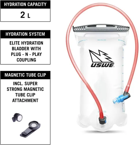 Vista 3 de USWE MTB Hydro Paquete de Hidratación con Bolsa de Agua - Mochila de Hidratación para Ciclismo, Bicicleta de Montaña, E-MTB y Paseo en Gravel
