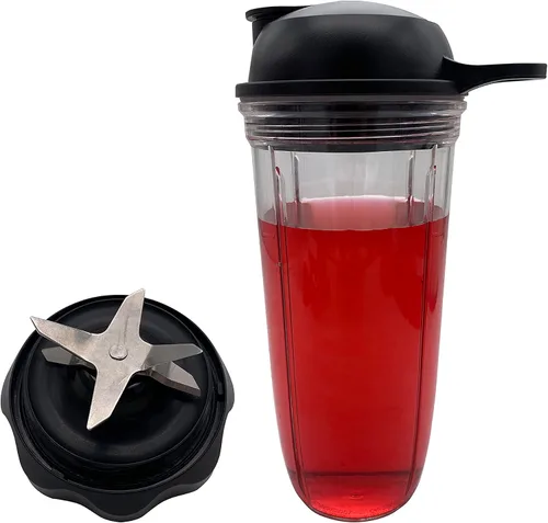 Vista 8 de Mezclador de repuesto con cuchilla extractora de fácil giro con taza de 18 onzas y tapa para llevar, compatible con NutriBullet Blender Combo