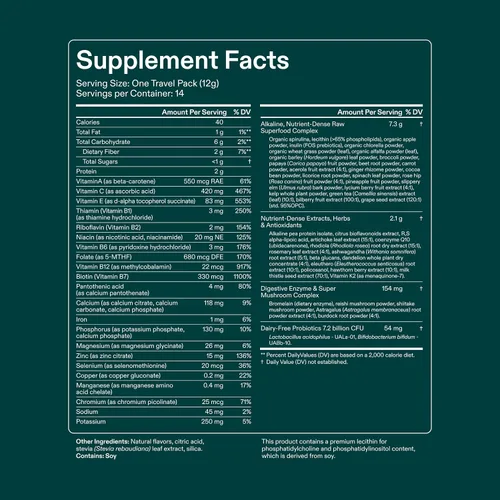 Vista 7 de AG1 Greens - Suplemento en polvo Mejora la salud intestinal Multivitamínico, probiótico, sin gluten, vegano y apto para keto 75 vitaminas