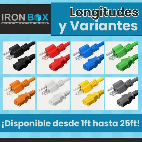 Vista 4 de IronBox Electric - Cable de Alimentación de Servicio Pesado 5-15P a C13 - Cable PC SJT 14/3 de 3 Clavijas 15A 125V - Cable para Computadora Negro