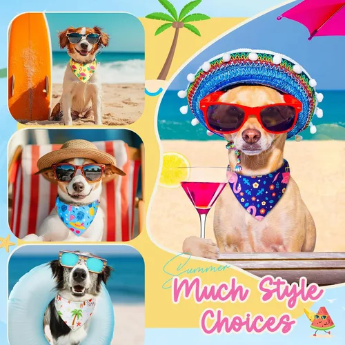 Vista 6 de Sweetude 50 bandanas para perros a granel para verano, flamenco
