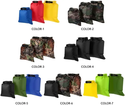 Vista 7 de Paquete de 3 bolsas secas impermeables de 3 L + 5 L + 8 L al aire libre ultraligeras para kayak, rafting, canotaje, natación, campamento