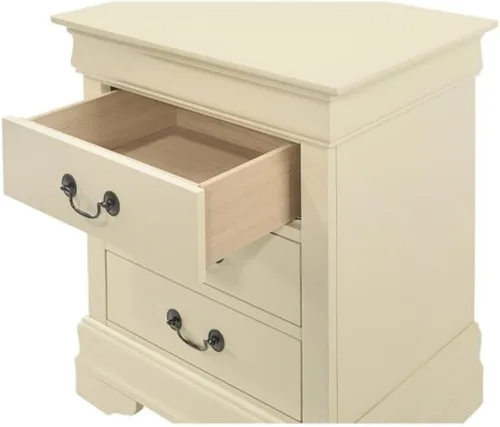 Vista 4 de Glory Furniture Louis Phillipe Mesita de noche con 3 cajones en color beige