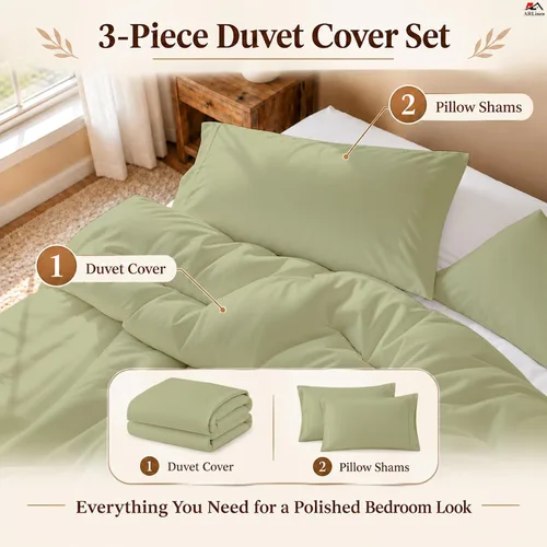 Vista 67 de ARlinen Juego de funda de edredón de tamaño individual, 100% algodón egipcio, juego de ropa de cama de 3 piezas con cierre de cremallera, incluye 1