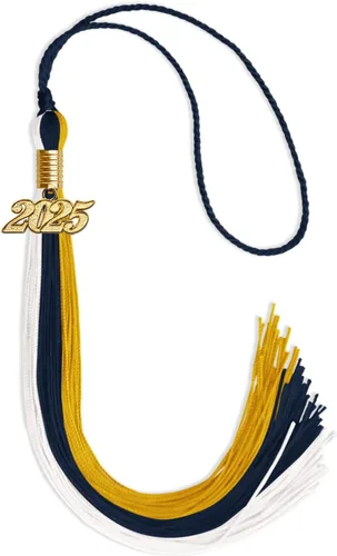 Vista 124 de Endea - Borla de graduación de triple color con gota de fecha dorada (negro/dorado/granate, 2020)