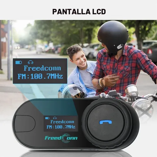 Vista 4 de FreedConn TCOM-SC - Auriculares de comunicación con Bluetooth para casco de motociclista, Negro