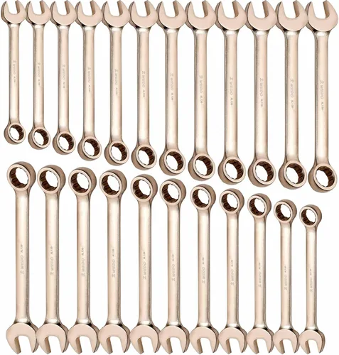 Vista 22 de WEDO Llave combinada sin chispas, llave combinada de seguridad sin chispas, bronce de aluminio, forja, DIN 3113, certificado BAM y FM, tamaño 1