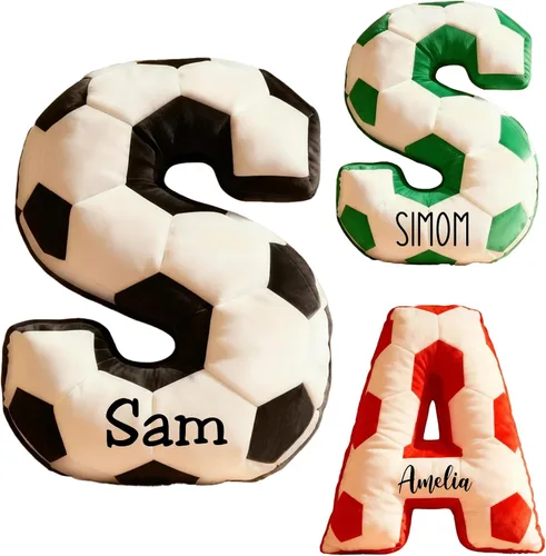Vista 8 de Mostop Almohada de fútbol personalizada con nombre y número personalizados, regalos de cumpleaños de Navidad para niños, papá, deportes, atletas