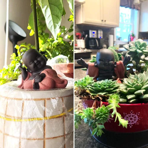 Vista 5 de Kingzhuo Una colección de 3 Budas de Cutie 3 Estilos Encantador Buda sonriente Estatua de Buda sonriente Grandes Detalles Regalo Te Hacer Feliz
