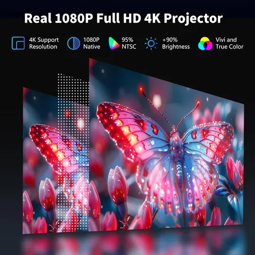 Vista 3 de 【Licencia oficial de Netflix】Proyector inteligente PANSEBA 4K con WiFi Bluetooth, corrección Keystone automática, enfoque rápido 2S, proyector