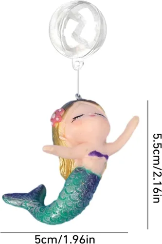 Vista 2 de Decoración flotante para acuario de sirena, estatua de sirena de resina de PVC, adorno de decoración de acuario, policromático, hecho a mano, 2.16