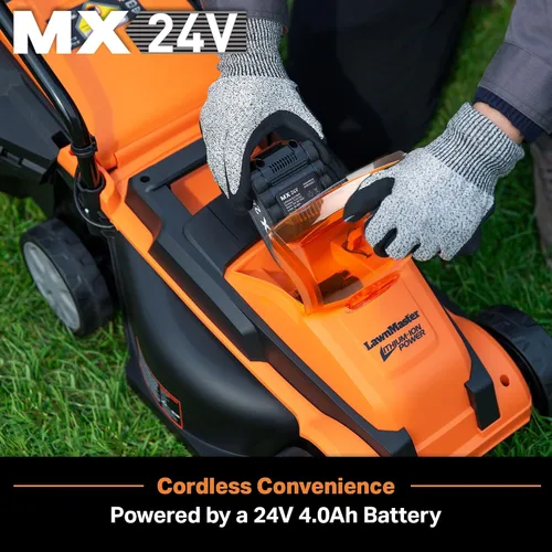 Vista 3 de [Usado] LawnMaster Cortacésped inalámbrico CLM2413A de 13 pulgadas, 24 V máx. con batería de 2 x 4.0 Ah y un cargador
