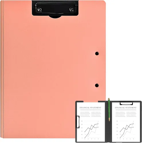 Vista 16 de Carpeta portapapeles plegable A4, carpeta portapapeles de oficina con clip de metal de doble clip, portapapeles de almacenamiento plegable de 360