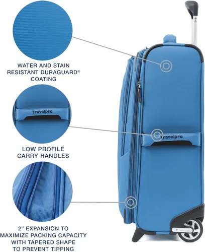 Vista 3 de Travelpro Maxlite 5 Softside - Equipaje vertical expandible de 2 ruedas, maleta ligera, para hombres y mujeres, Azul celeste