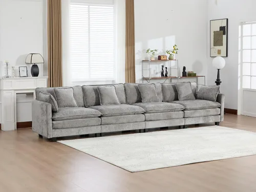 Vista 10 de Modular Sectional Couches Sofa, 4-Seat Cloud Couch with Double Layer Upholstered Seat Cushion, Breathable Chenille Fabric, for Living Room Bedroom