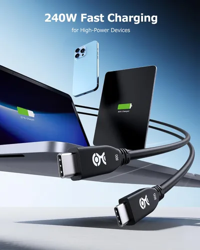 Vista 5 de Cable Matters Cable USB4 de 80 Gbps, 1 pie, negro