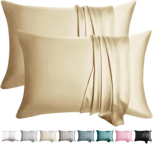 Vista 14 de Juego de 2 fundas de almohada de seda 100% de tamaño estándar, fundas de almohada de seda de morera para cabello y piel, juego de 2, seda de la más