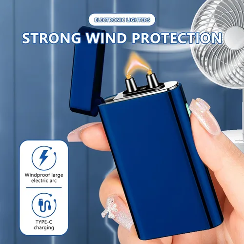 Vista 2 de SKRFIRE Encendedor de arco eléctrico – Linterna de plasma recargable USB a prueba de viento con linterna multimodo, indicador de batería digital