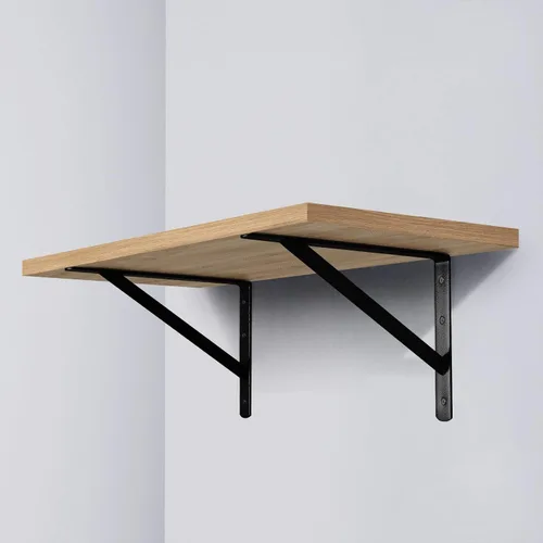 Vista 7 de Soportes de estante de servicio pesado de 12 x 8 pulgadas, paquete de 6 soportes de estantes de metal negro, capacidad de carga: 600 lb, soporte