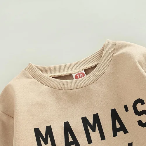 Vista 4 de Ehfomius Toddler Baby Boy Fall Winter Clothes Mama's Boy Long Sleeve Pullover Sweatshirt and Jogger Pants 2Pcs Set