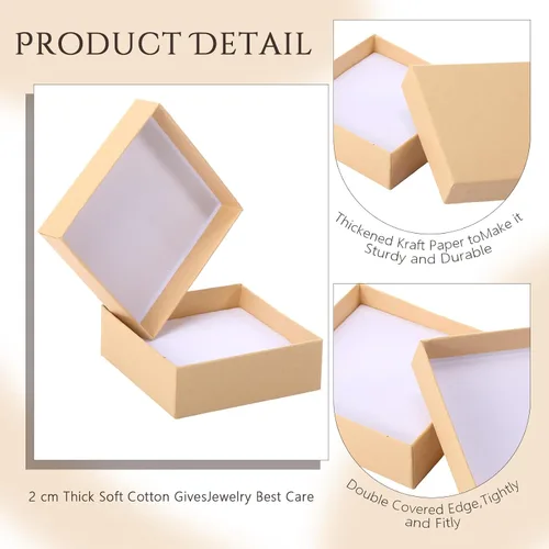 Vista 3 de Tenceur 60 cajas de regalo de joyería de 3.5 x 3.5 x 1 pulgadas, cajas de joyería de cartón, pequeñas cajas de regalo para joyas, aretes, collares