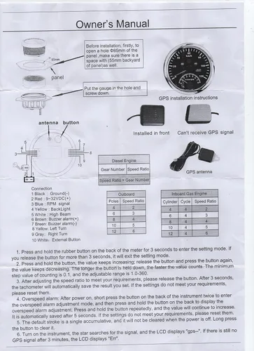 Vista 7 de KAOLALI Velocímetro GPS de 3.346 in 0-160MPH con tacómetro calibre 0-8000RPM para coche, barco, motocicleta, camión, medidor de velocidad