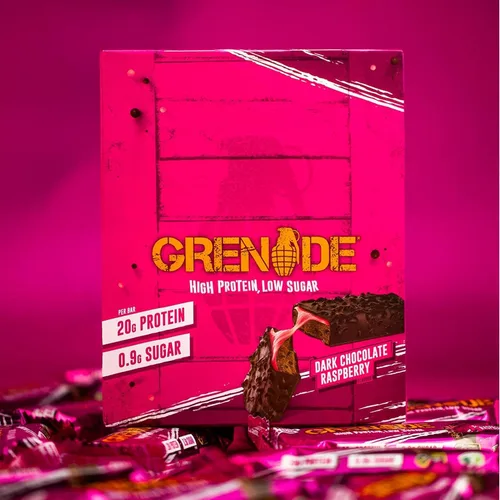 Vista 5 de Barra de Proteína Alta Grenade - Chocolate Oscuro Frambuesa, 12 x 60 g