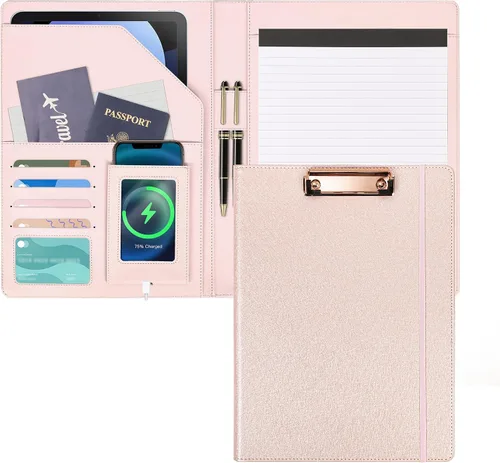 Vista 19 de Portafolio Folio Carpeta Portafolio con Bloc de Notas-Bolsillo Portatarjetas de Visita Marrón Imitación PU Cartera