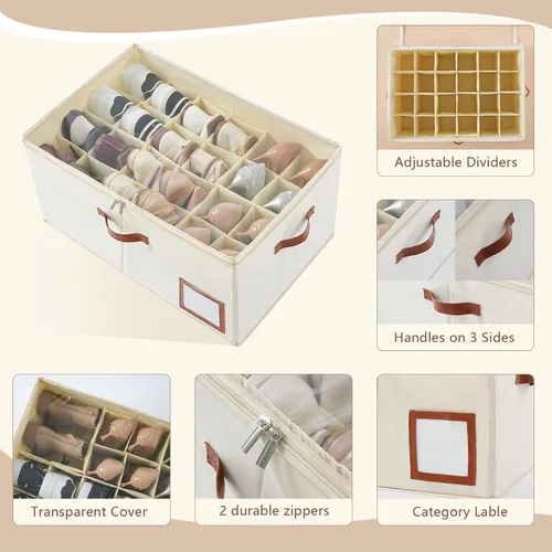 Vista 3 de INSTY Organizador de zapatos para armario con capacidad para 24 pares, contenedor plegable grande de almacenamiento de zapatos caja compartimento