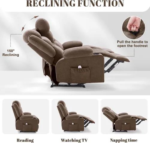 Vista 4 de Sofá reclinable extra grande con masaje y calor, sofá reclinable RV grande de 3 plazas para sala de estar, sofá reclinable pegado a la pared