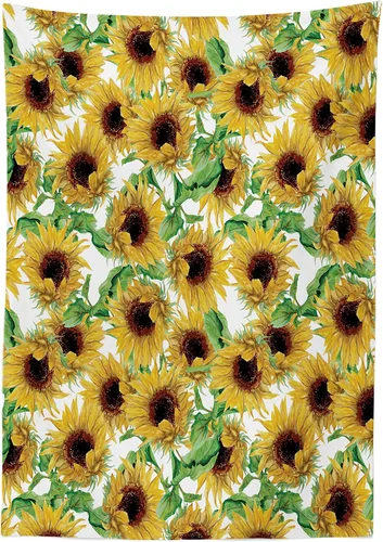 Vista 2 de Ambesonne Mantel decorativo de girasol, ilustraciones de girasoles secos, rama de flores silvestres, herbario, diseño artístico, arte fino, comedor