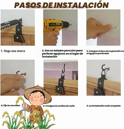 Vista 7 de Persianas enrollables de bambú retro, persianas de bambú, persianas de caña para privacidad en exteriores e interiores, 10 x 80 pulgadas, marrón