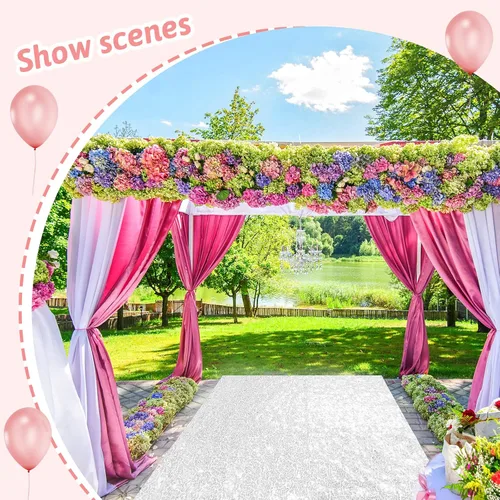 Vista 3 de Irenare Alfombra de pasillo para ceremonia de boda con purpurina de lentejuelas adecuada para decoración de fiestas de boda en interiores y Blanco
