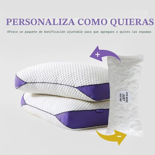 Vista 3 de HOMELAB Almohada ajustable de espuma viscoelástica triturada tamaño Queen, almohada de cama refrescante para dormir con funda extraíble, almohada